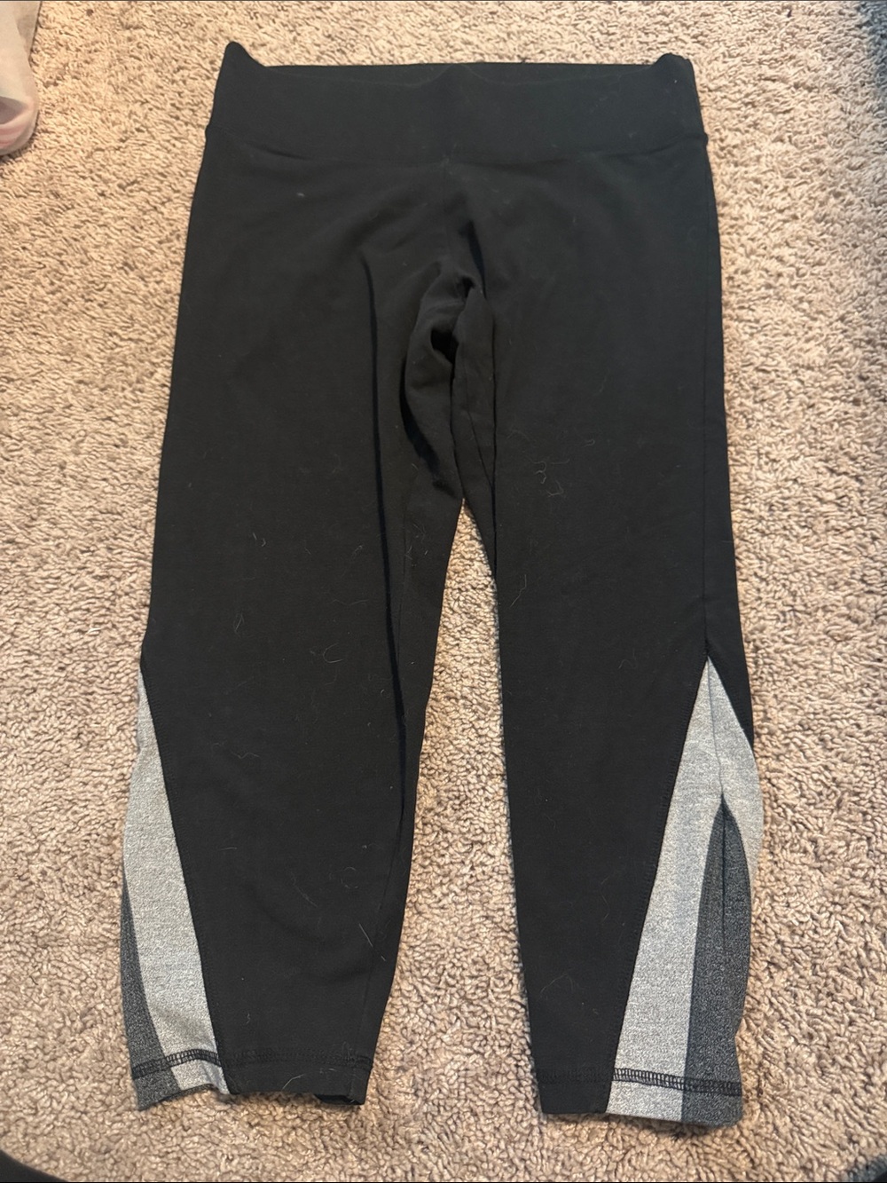 Victoria's Secret Black Capri Leggings with Gray Panels